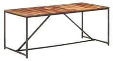 Table à manger bois massif clair et pieds métal noir Suna 180 cm