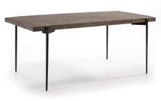 Table à manger bois massif gris et pieds métal noir 180 cm