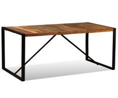 Table à manger bois reconditionné et pieds acier noir Unik 180 cm