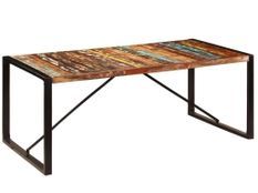 Table à manger bois reconditionné et pieds acier noir Unik 200 cm