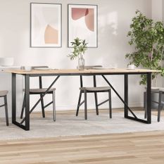 Table à manger cadre en O 200x100x75cm bois de pin massif fonte