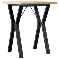 Table à manger cadre en Y 60x60x75,5cm bois de pin massif fonte