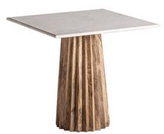 Table à manger carrée bois plissé et marbre 80 cm José Manuel Ferrero d’Estudi