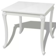 Table carrée bois blanc et pieds plastique Pomme 80 cm