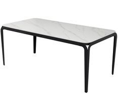 Table à manger céramique effet marbre blanc et pieds métal noir Boxer L 180 cm