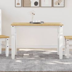 Table à manger Corona blanc 112x60x75 cm bois massif de pin