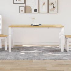 Table à manger Corona blanc 160x80x75 cm bois massif de pin
