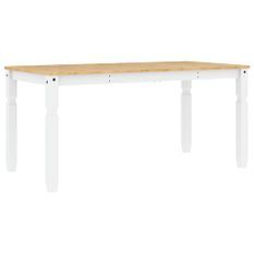 Table à manger Corona blanc 160x80x75 cm bois massif de pin