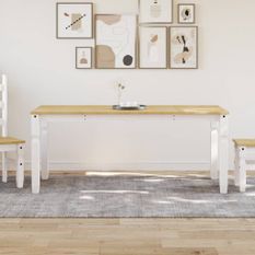 Table à manger Corona blanc 180x90x75 cm bois massif de pin