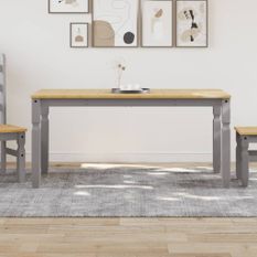 Table à manger Corona gris 160x80x75 cm bois massif de pin