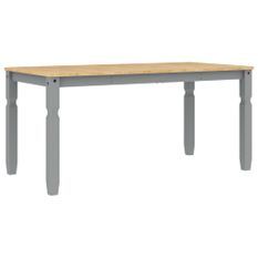 Table à manger Corona gris 160x80x75 cm bois massif de pin