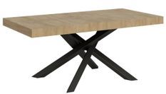 Table à manger design chêne clair et pieds entrelacés anthracite 160 cm Artemis