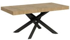 Table à manger design chêne clair et pieds entrelacés anthracite 180 cm Artemis