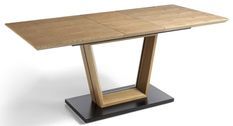Table à manger design extensible bois de chêne et métal noir Tirano 150 à 190 cm