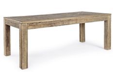 Table à manger en bois d'orme avec plateau effet parquet vieilli Kaira