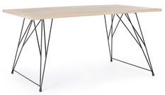 Table à manger en bois de l'hévéa blanchi et pieds acier noir Dino 160 cm