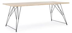 Table à manger en bois de l'hévéa blanchi et pieds acier noir Dino 200 cm