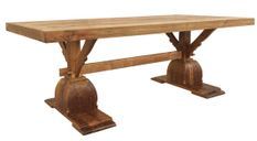 Table à manger en bois massif naturel vernis mat Kylio 200 cm