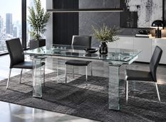 Table à manger extensible ANGEL 160 à 240 cm – Verre trempé transparent – Fabrication italienne
