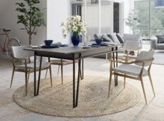 Table à manger extensible anthracite et métal noir Kasper 130/170 cm