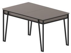 Table à manger extensible bois taupe et métal noir Kasper 130/170 cm