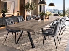Table à manger extensible KOPUM 160 à 500 cm – Chêne et pieds en acier noir – Design italien haut de gamme