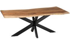 Table à manger industrielle ORELIA – Plateau chêne massif & pieds acier noir