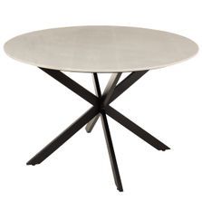 Table à manger marbre blanc et pieds métal noir Milune D 120 cm