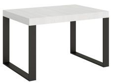 Table à manger moderne blanche et pieds métal anthracite Tiroz 130 cm