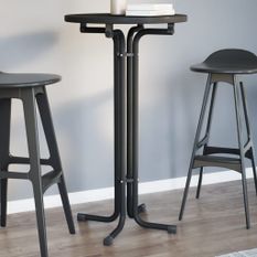 Table à manger noir Ø60x110 cm bois d'ingénierie et acier