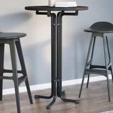 Table à manger noir Ø70x110 cm bois d'ingénierie et acier