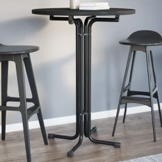 Table à manger noir Ø80x110 cm bois d'ingénierie et acier
