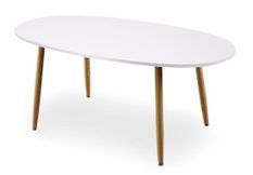 Table à manger ovale bois blanc et clair Yolane 180 cm