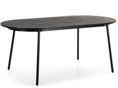 Table à manger ovale bois massif et pieds métal noir Anja 180 cm