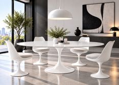 Table à manger ovale extensible TULIPE – Plateau MDF laqué mat – Ouverture synchronisée – Pied central en aluminium laqué – Fabrication italienne haut de gamme