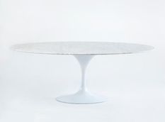 Table à manger ovale marbre blanc Ravies L 200 cm