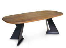 Table à manger ovale MUNICH 200 cm – Bois de manguier massif & métal – Design contemporain