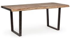 Table à manger rectangulaire 8 places en bois d'acacia sur 2 pieds acier noir Kadone 180 cm