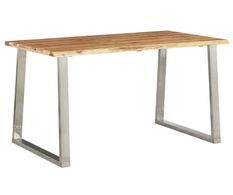 Table à manger rectangulaire acacia massif clair et métal gris Miji L 140