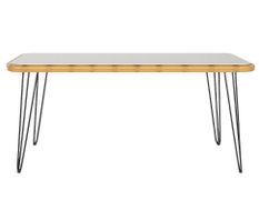 Table à manger rectangulaire BERLO 180 cm – Osier synthétique et verre trempé