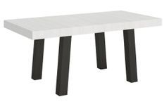 Table à manger rectangulaire blanc et pieds métal anthracite Bidy 160 cm