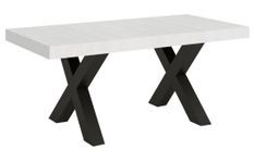 Table à manger rectangulaire blanc et pieds métal gris foncé Tsara 130 cm