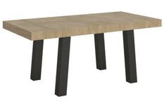 Table à manger rectangulaire bois clair et pieds métal anthracite Bidy 130 cm