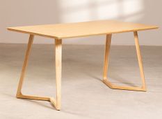 Table à manger rectangulaire bois de Frêne clair Karene 160 cm