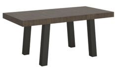 Table à manger rectangulaire bois foncé et pieds métal anthracite Bidy 180 cm