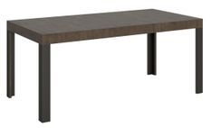 Table à manger rectangulaire bois foncé et pieds métal gris foncé Liva 130 cm