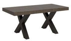 Table à manger rectangulaire bois foncé et pieds métal gris foncé Tsara 180 cm