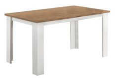 Table à manger rectangulaire bois Oak et blanc brillant Sting 160 cm