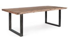 Table à manger rectangulaire en bois d'acacia sur 2 pieds acier noir Natty 220 cm