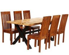 Table à manger rectangulaire et 6 chaises bois de manguier Barina